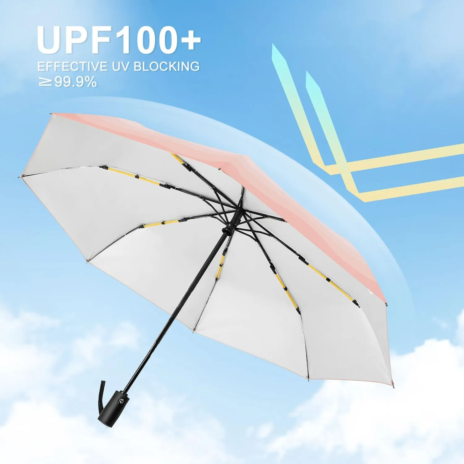 Lejorain Cute Women Sun Umbrella - Automatic Folding UV Protection Lightweight Umbrella Compact Travel Fashion Pretty Collapsible Golf Rain Umbrellas for Women