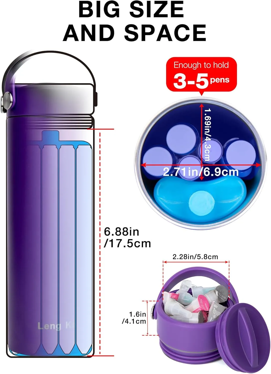 Leng Ke Insulin Pens Cooler Travel Case Medicine Cooler for Travel TSA Approved Diabetic Insulina Cooler EpiPen Carry Case Medical Travel Cooler Bag Ice Pack with Medical Alert Tag (Purple)