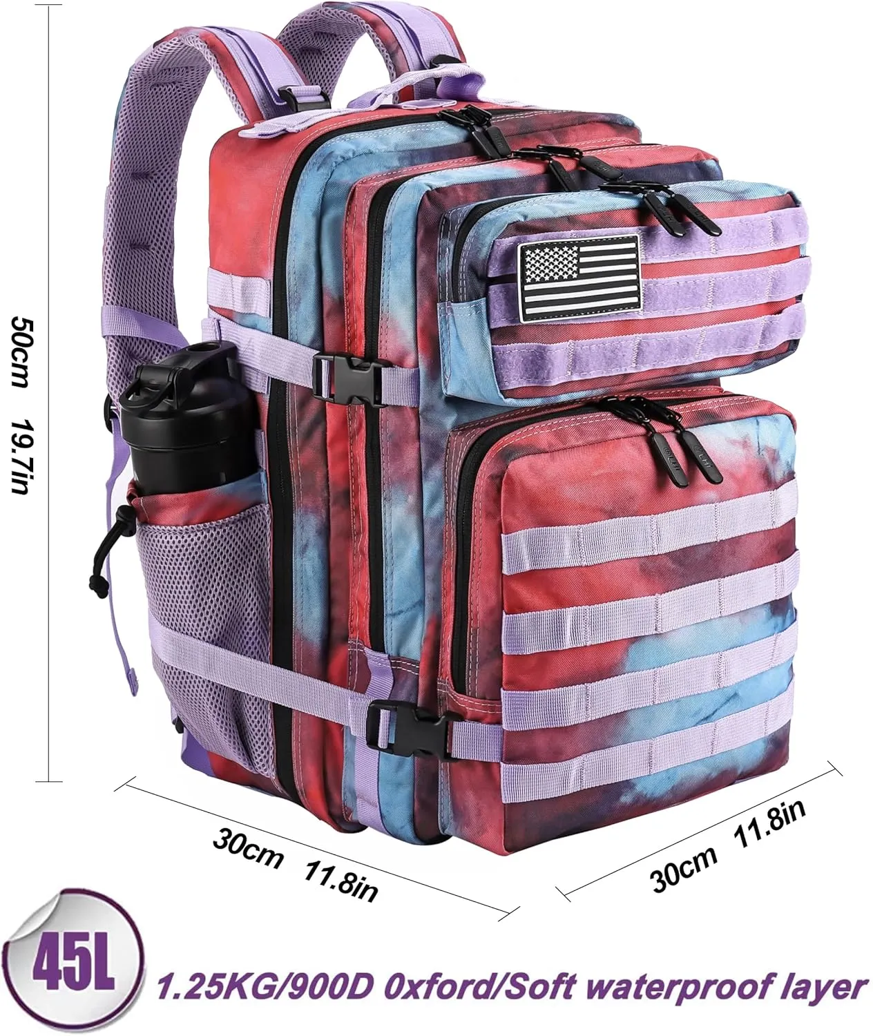 LHI Military Tactical Backpack for Men and Women 45L Army 3 Days Assault Pack Bag Large Rucksack with Molle System