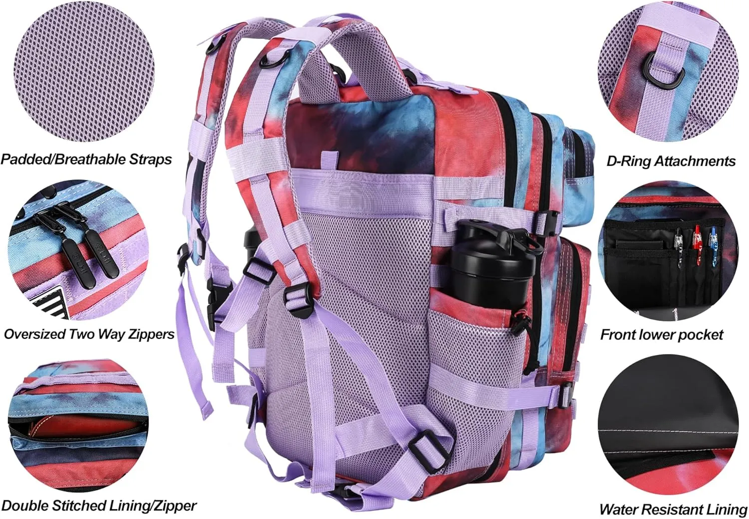 LHI Military Tactical Backpack for Men and Women 45L Army 3 Days Assault Pack Bag Large Rucksack with Molle System
