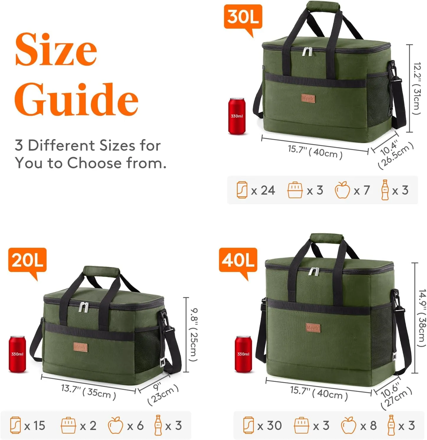 Lifewit Cooler Bag 30/50/60 Cans Collapsible and Insulated Large Lunch Bag Leakproof Soft Cooler Portable Tote for Camping/BBQ/Family Outdoor Activities
