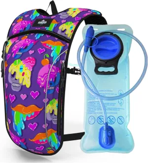 Light Weight Hydration Backpack - 2L Bladder Included - Great for Festivals, Backpacking, Hiking, Mountain Biking, Outdoors Activities.