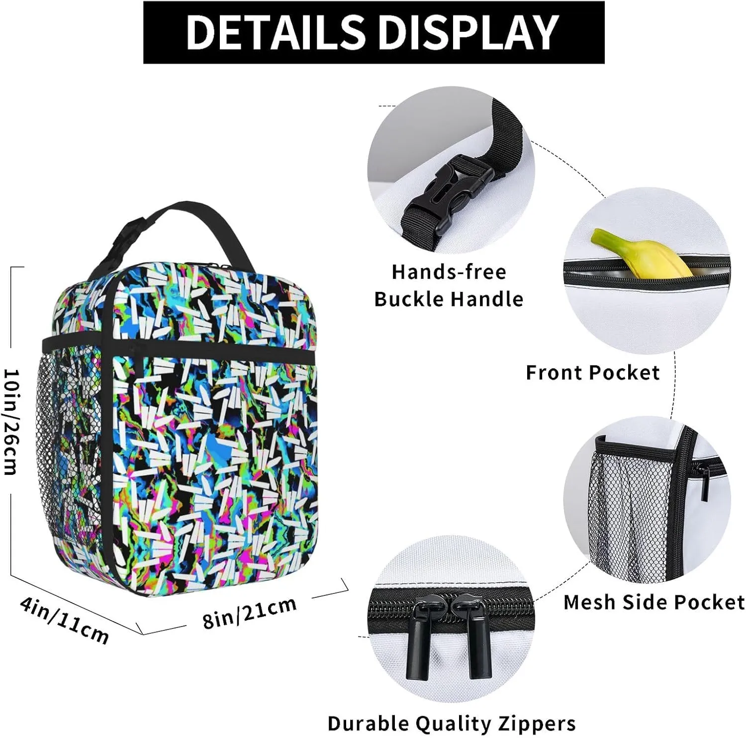 Lightweight Hiking Daypacks Backpack With Lunch Box Sets Adjustable Shoulder Straps, Black2