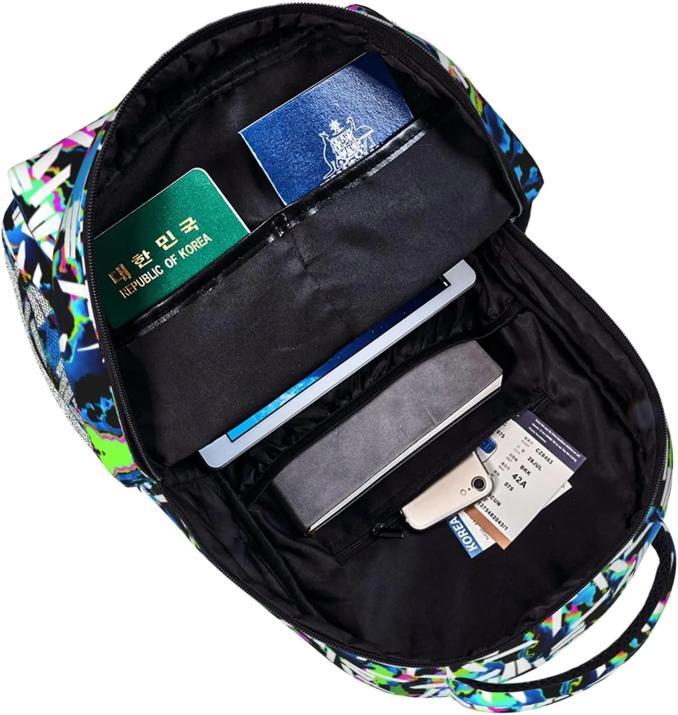 Lightweight Hiking Daypacks Backpack With Lunch Box Sets Adjustable Shoulder Straps, Black2