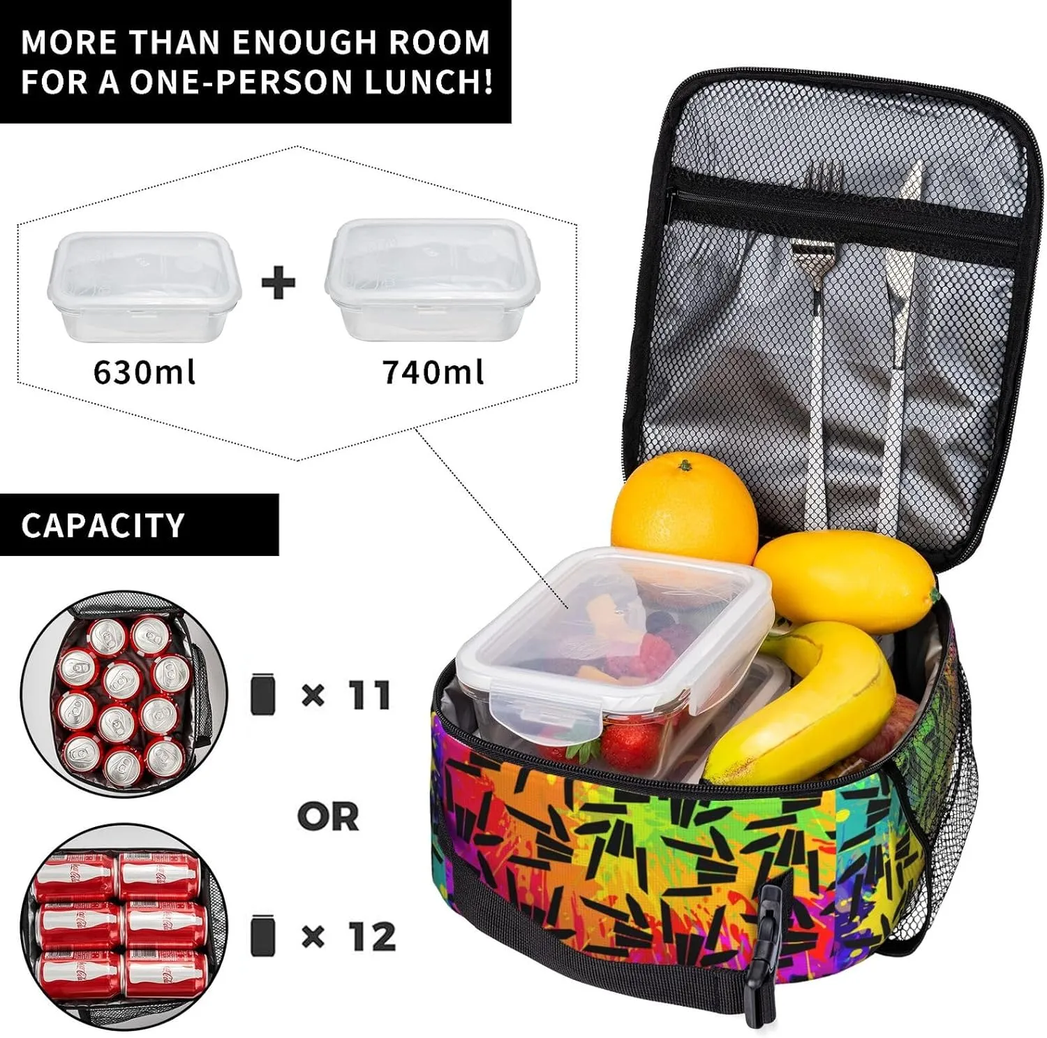 Lightweight Hiking Daypacks Backpack With Lunch Box Sets Adjustable Shoulder Straps, Black3