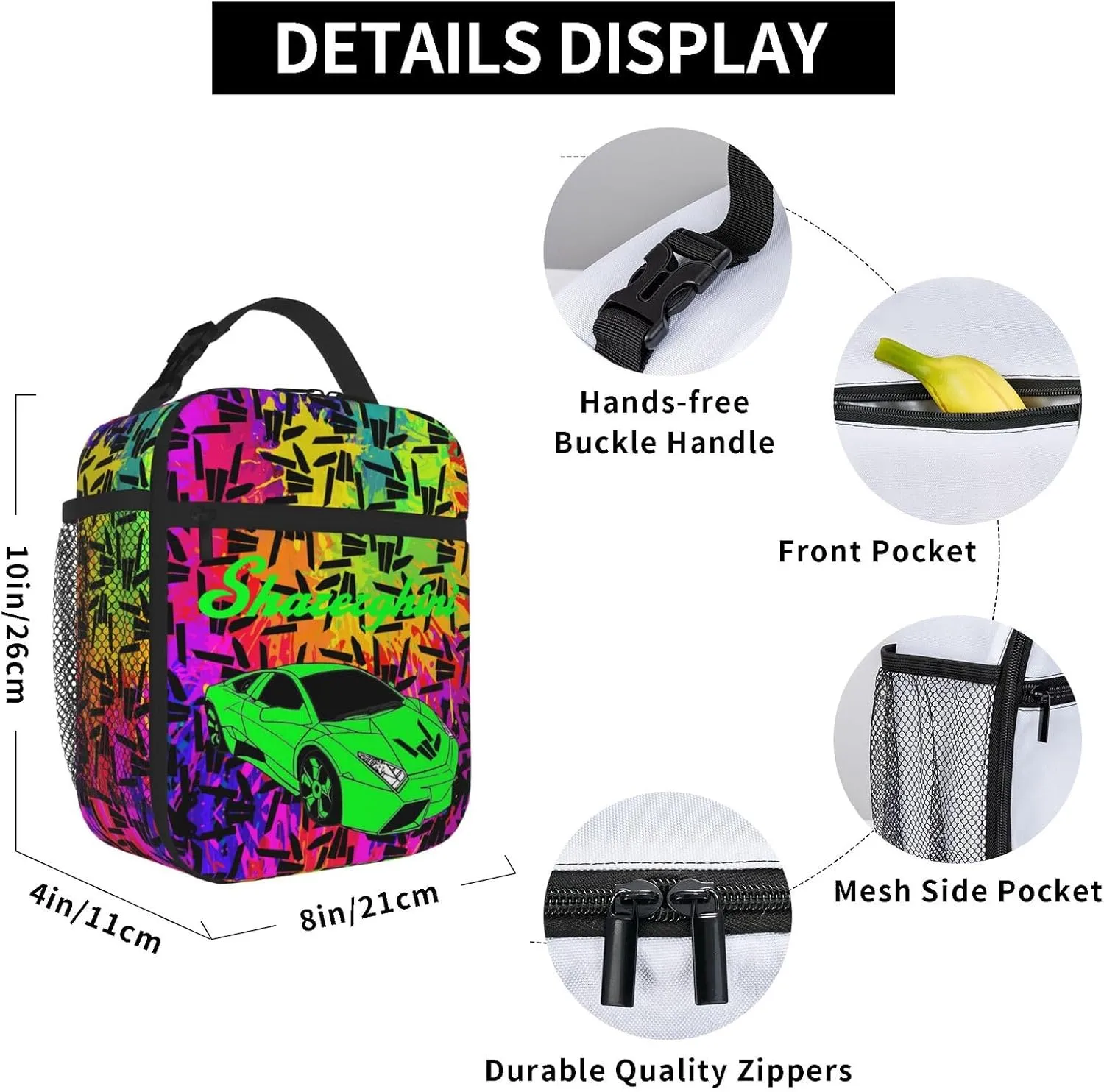 Lightweight Hiking Daypacks Backpack With Lunch Box Sets Adjustable Shoulder Straps, Black3