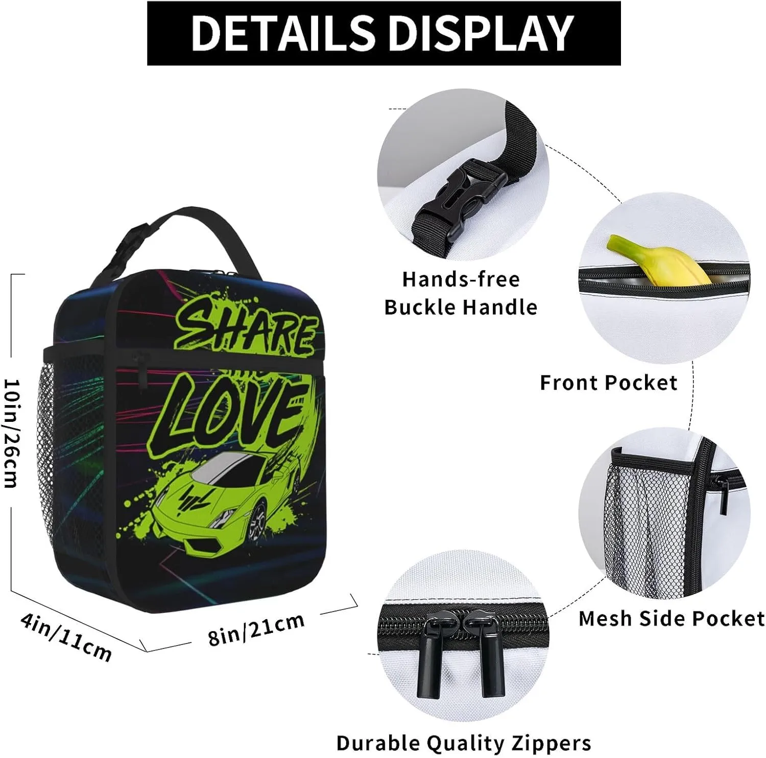 Lightweight Hiking Daypacks Backpack With Lunch Box Sets Adjustable Shoulder Straps, Black4