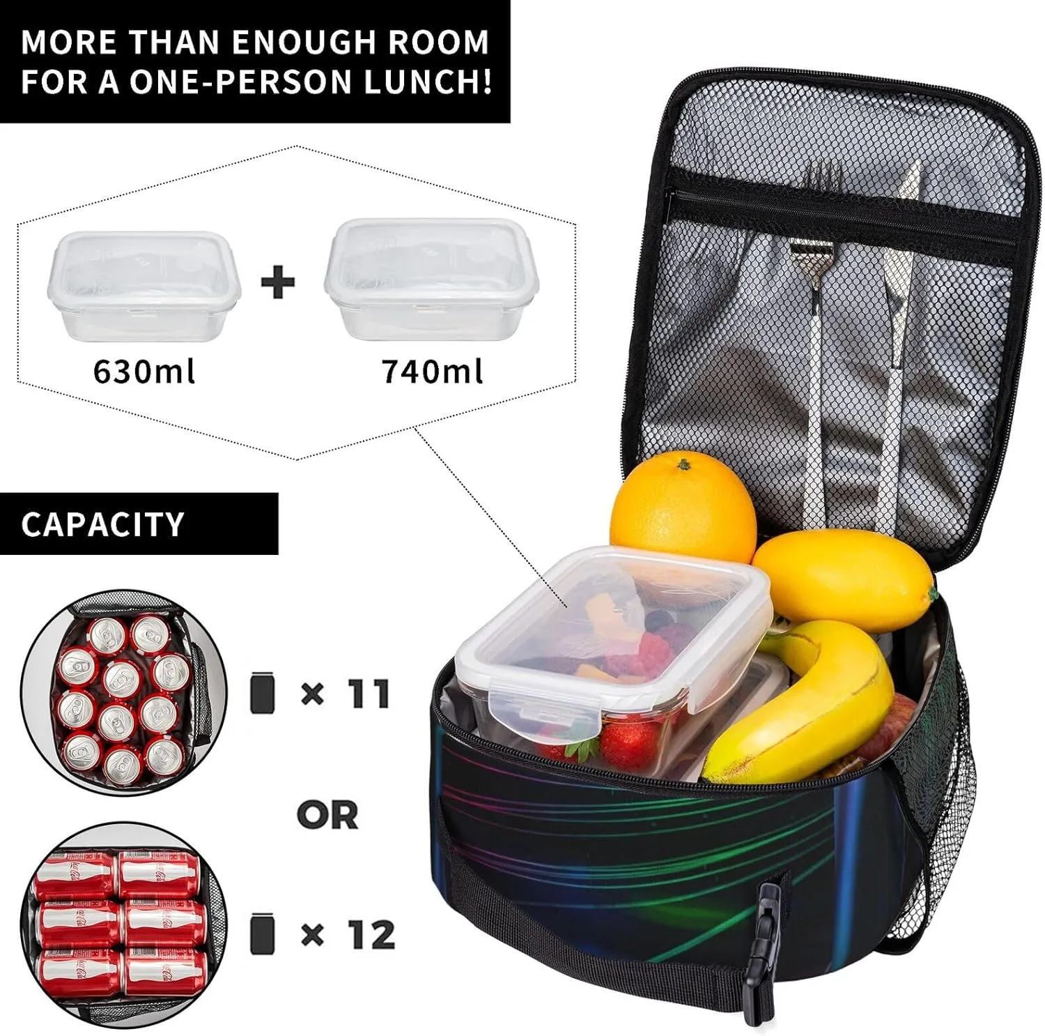 Lightweight Hiking Daypacks Backpack With Lunch Box Sets Adjustable Shoulder Straps, Black4