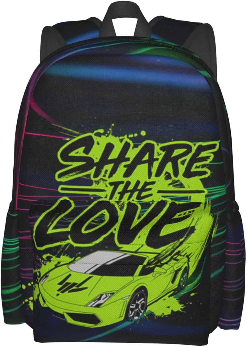 Lightweight Hiking Daypacks Large-Capacity Backpack With Full Print, Adjustable Shoulder Straps, Black3
