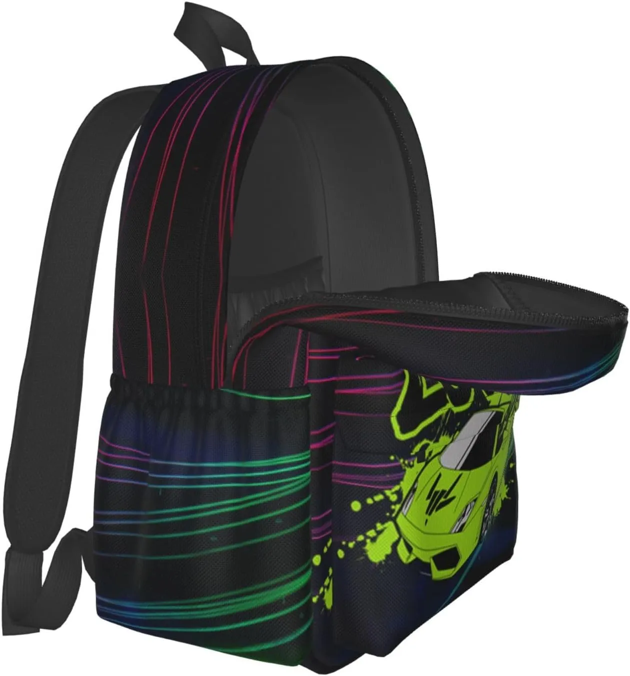 Lightweight Hiking Daypacks Large-Capacity Backpack With Full Print, Adjustable Shoulder Straps, Black3