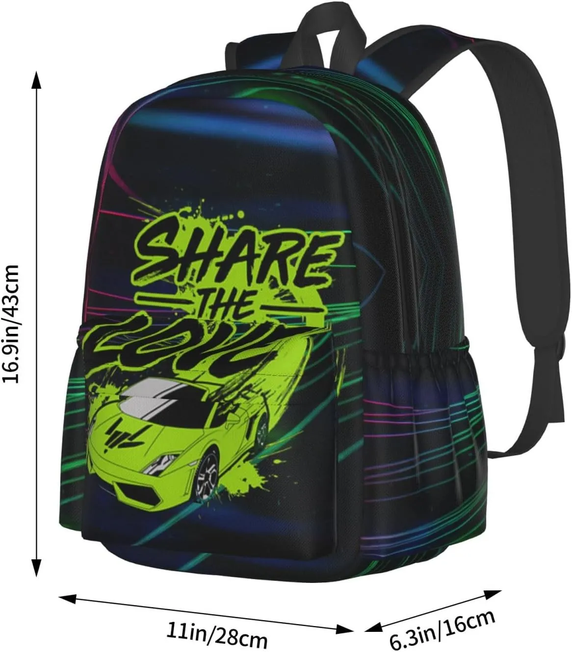 Lightweight Hiking Daypacks Large-Capacity Backpack With Full Print, Adjustable Shoulder Straps, Black3