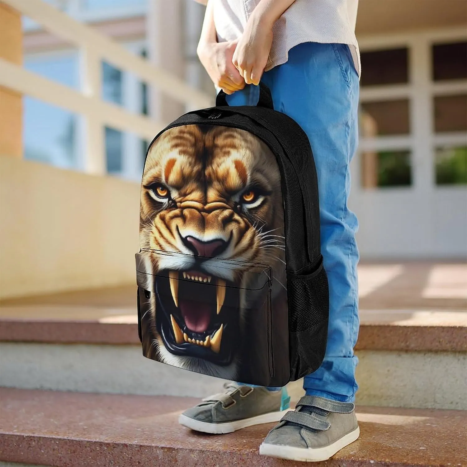Lightweight Rucksack for Sports Travel Running - Big Capacity Multipurpose Anti-Theft Bookbag, Angry Lion Travel and Sport Backpack Rucksack