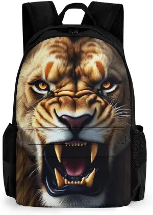 Lightweight Rucksack for Sports Travel Running - Big Capacity Multipurpose Anti-Theft Bookbag, Angry Lion Travel and Sport Backpack Rucksack