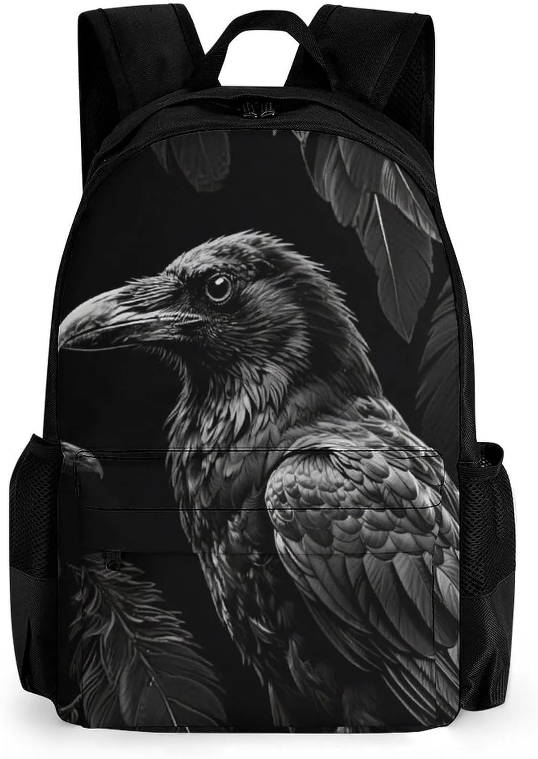 Lightweight Rucksack for Sports Travel Running - Big Capacity Multipurpose Anti-Theft Bookbag, Black Crow Raven Bird Art Travel and Sport Backpack Rucksack