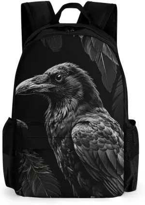 Lightweight Rucksack for Sports Travel Running - Big Capacity Multipurpose Anti-Theft Bookbag, Black Crow Raven Bird Art Travel and Sport Backpack Rucksack