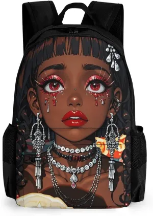 Lightweight Rucksack for Sports Travel Running - Big Capacity Multipurpose Anti-Theft Bookbag, Cool African American Woman Bold And Colorful Art Travel and Sport Backpack Rucksack