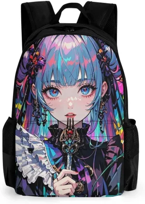Lightweight Rucksacks for Camping Picnic Walking Cycling - Large Capacity Multipurpose Anti-Theft Carry On Bag, Beautiful Gothic Woman Neon Art Travel Hiking & Camping Rucksack