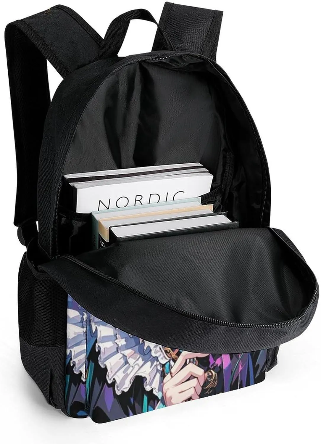 Lightweight Rucksacks for Camping Picnic Walking Cycling - Large Capacity Multipurpose Anti-Theft Carry On Bag, Beautiful Gothic Woman Neon Art Travel Hiking & Camping Rucksack