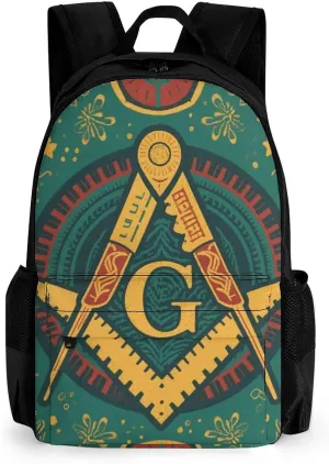 Lightweight Rucksacks for Camping Picnic Walking Cycling - Large Capacity Multipurpose Anti-Theft Carry On Bag, Gold Freemason Freemasonry Masonic Art Travel Hiking & Camping Rucksack