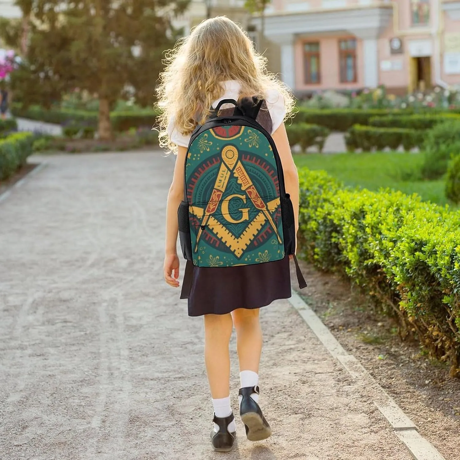 Lightweight Rucksacks for Camping Picnic Walking Cycling - Large Capacity Multipurpose Anti-Theft Carry On Bag, Gold Freemason Freemasonry Masonic Art Travel Hiking & Camping Rucksack