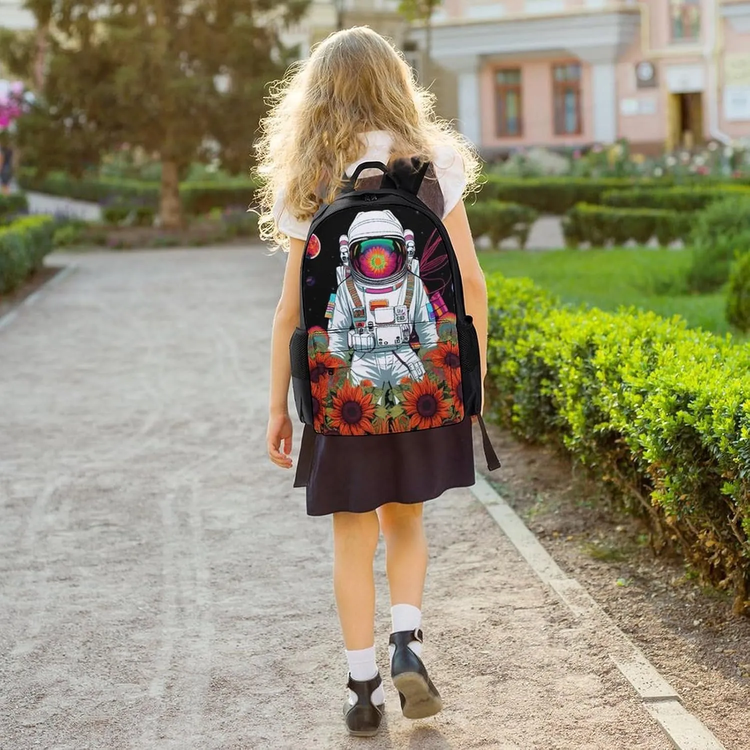 Lightweight Rucksacks for Camping Picnic Walking Cycling - Large Capacity Multipurpose Anti-Theft Carry On Bag, Psychedelic Space Astronaut Sunflower Snake Art Travel Hiking & Camping Rucksack