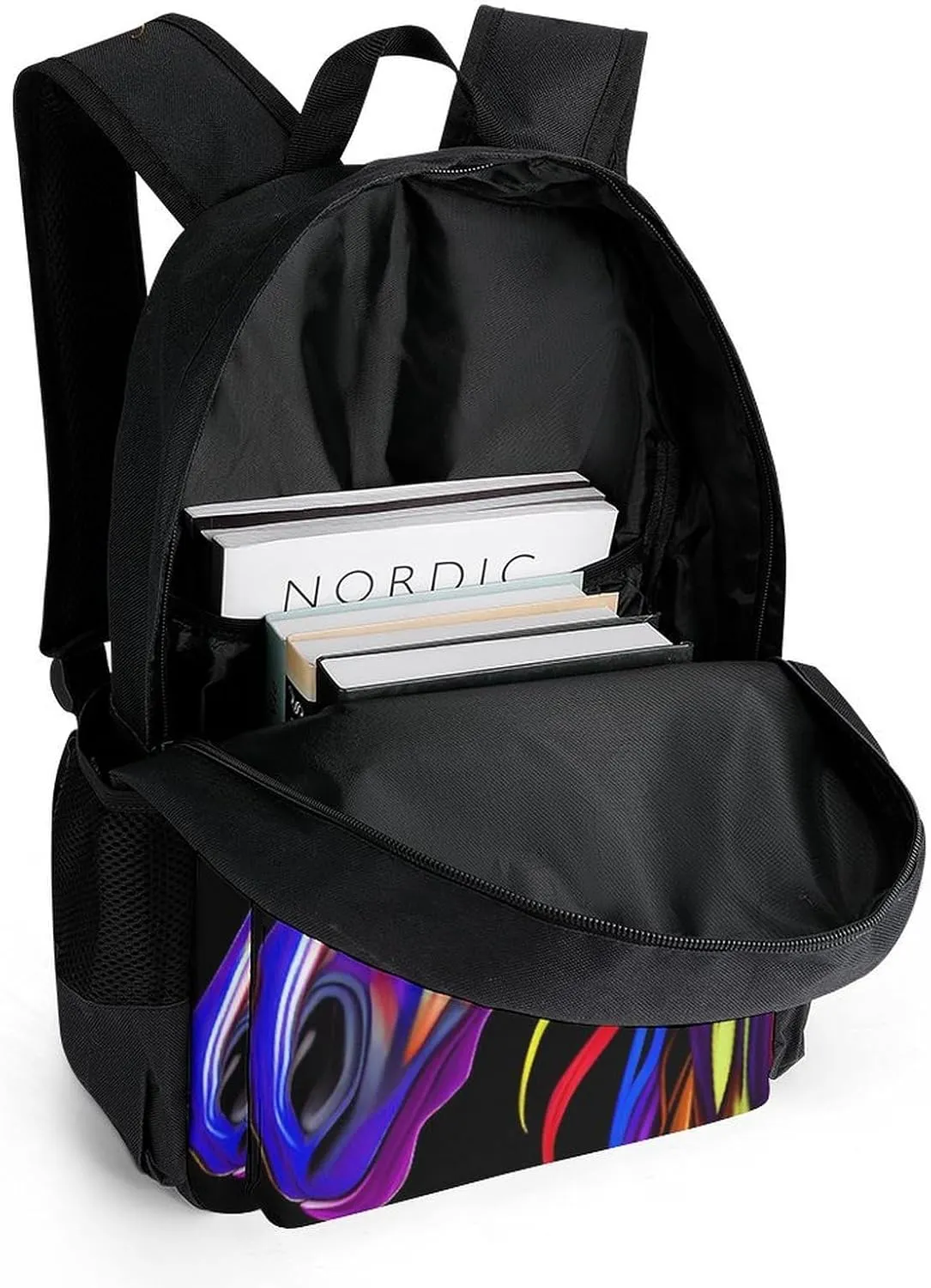 Lightweight Rucksacks for Camping Picnic Walking Cycling - Large Capacity Multipurpose Anti-Theft Carry On Bag, Rainbow Wild Horse Head Art Travel Hiking & Camping Rucksack