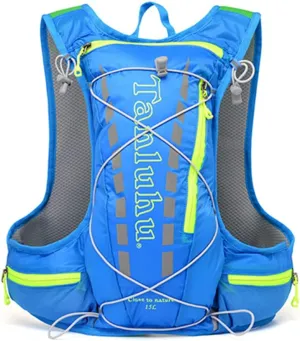 Lightweight Running Hydration Vest Backpack 15L Outdoor Trail Running Cycling Marathon Hiking Climbing Outdoor Sport Bag with 2L Water Bag, 500ML Water Bottle (Blue Backpack )