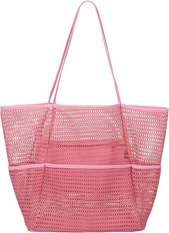 Lightweight Single-Shoulder Mesh Beach Bag, Crossbody Storage Pouch S-240201-29