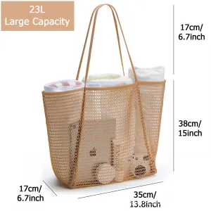 Lightweight Single-Shoulder Mesh Beach Bag, Crossbody Storage Pouch S-240201-29