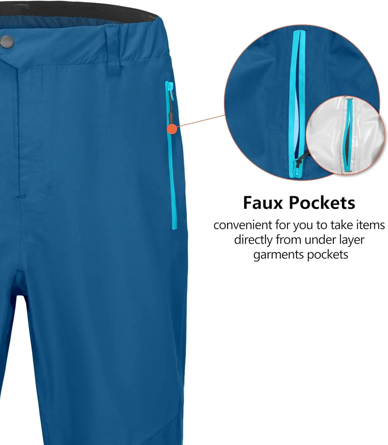 Little Donkey Andy Men's Rain Pants Waterproof Lightweight Overpants Windproof Outdoor Pants for Hiking, Golf, Fishing