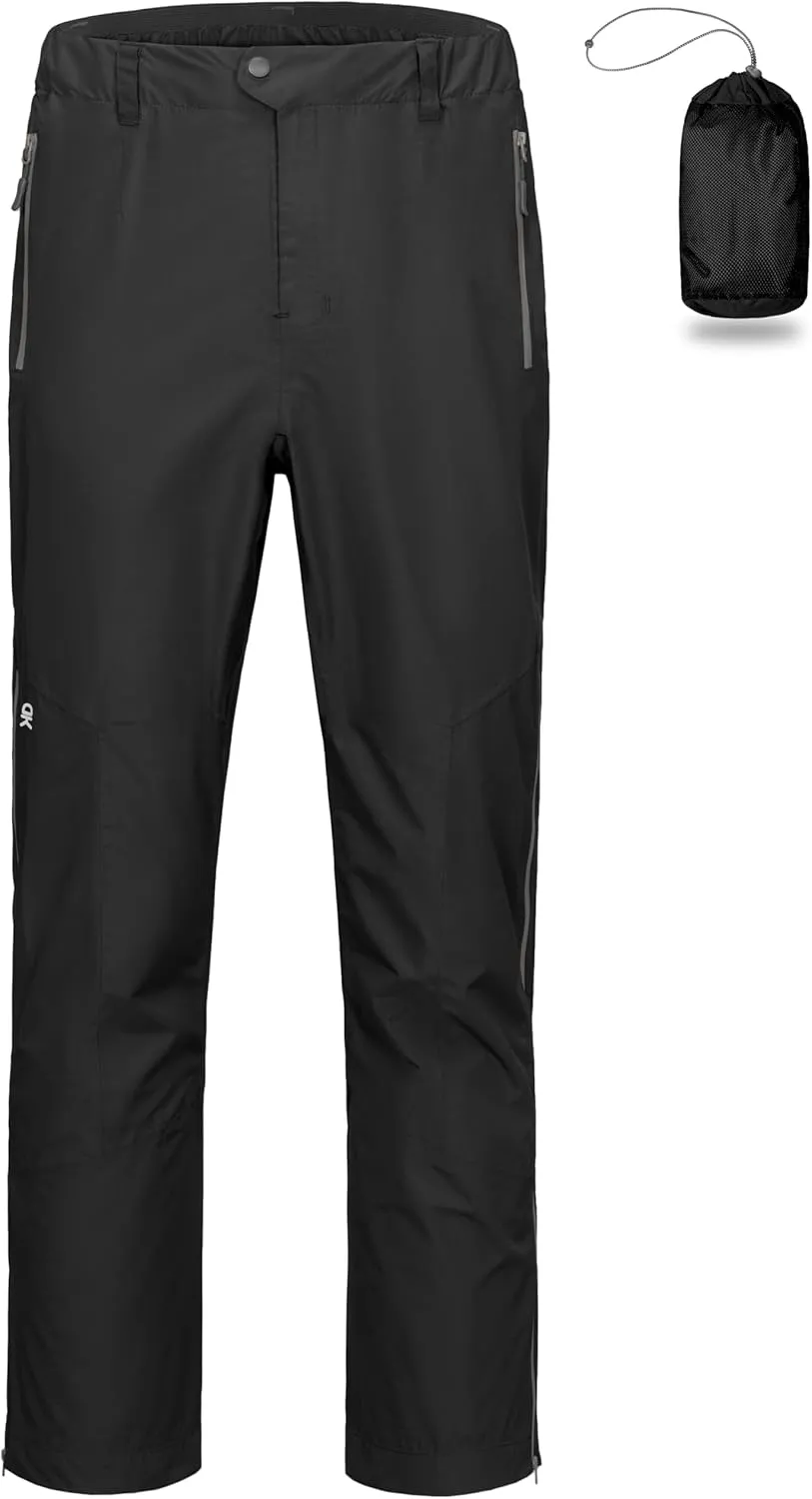 Little Donkey Andy Men's Rain Pants Waterproof Lightweight Overpants Windproof Outdoor Pants for Hiking, Golf, Fishing