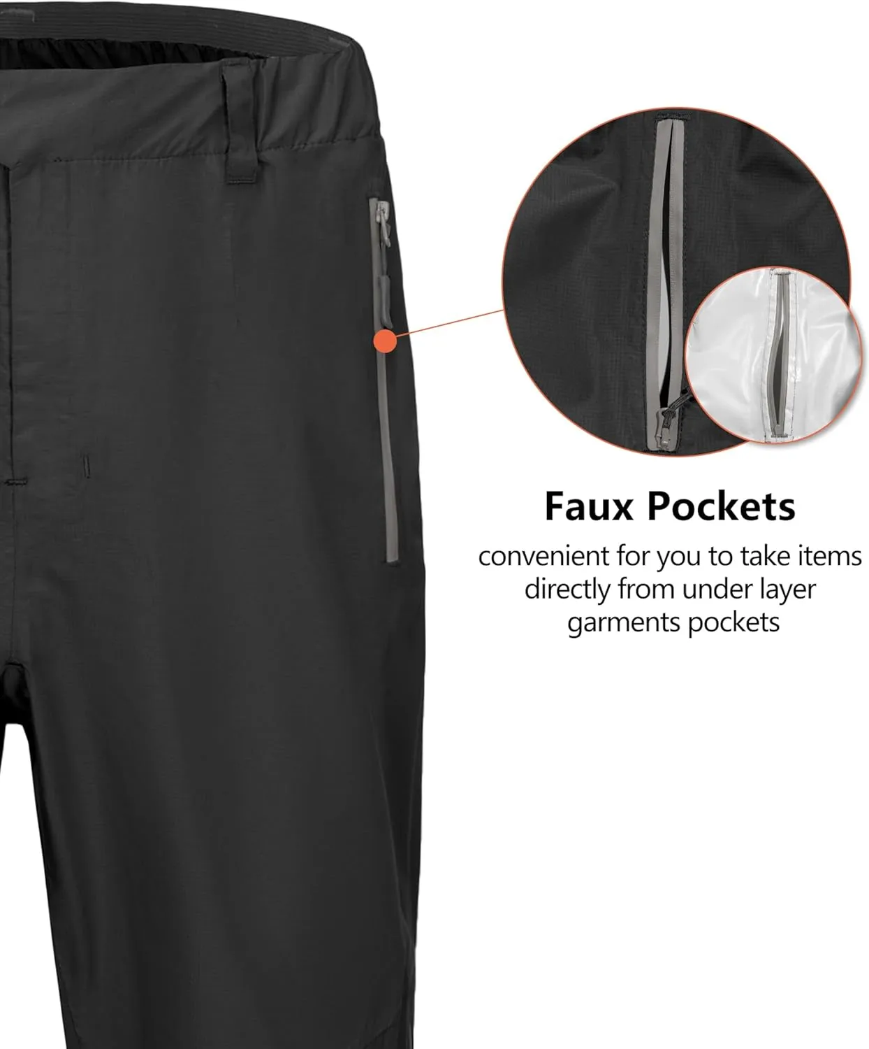 Little Donkey Andy Men's Rain Pants Waterproof Lightweight Overpants Windproof Outdoor Pants for Hiking, Golf, Fishing