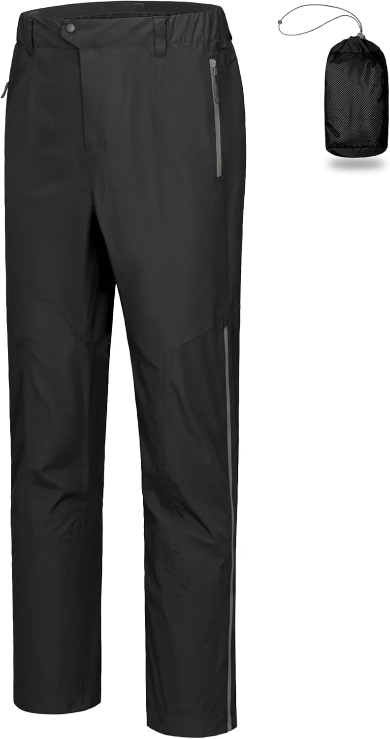 Little Donkey Andy Men's Rain Pants Waterproof Lightweight Overpants Windproof Outdoor Pants for Hiking, Golf, Fishing