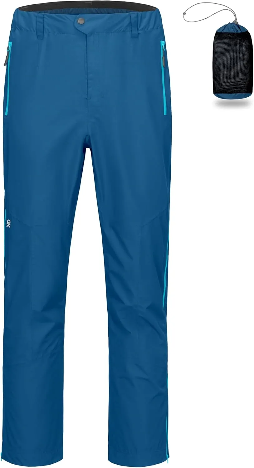 Little Donkey Andy Men's Rain Pants Waterproof Lightweight Overpants Windproof Outdoor Pants for Hiking, Golf, Fishing
