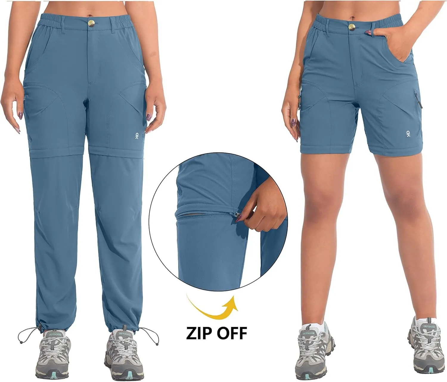 Little Donkey Andy Women's Hiking Zip Off Pants Quick Dry Convertible Shorts UPF 50  Lightweight Outdoor Fishing Safari Pants