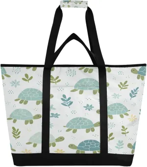 Little Turtles Reusable Insulated Lunchbox Cooler Bag, Leakproof Kitchen Grocery Bag Collapsible Portable Cooler Tote Bag for Picnic, Camping, Office, Travel