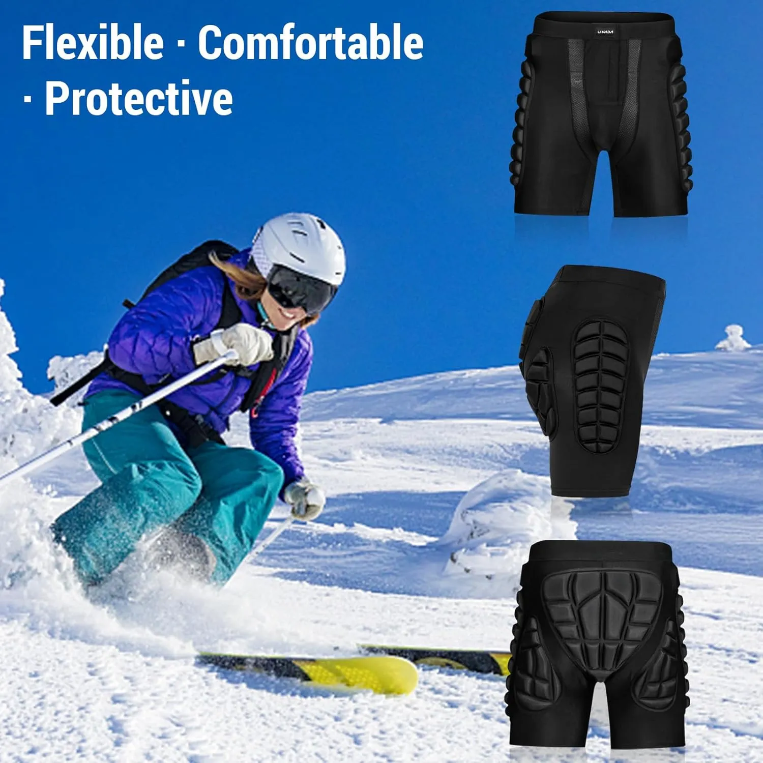 Lixada 3D Padded Shorts Protective Padded Shorts Hip Protection Pads Shorts Hip Pads 3D EVA for Snowboard Skate Ski