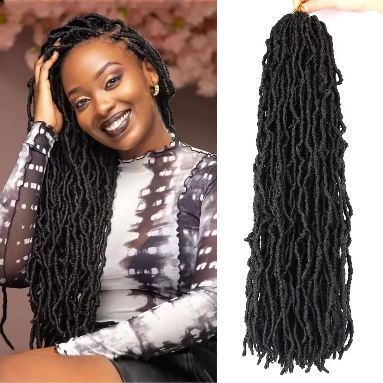 LMZIM 26 inch Soft Locs Crochet Hair Pre Looped 7 Packs Faux Locs Crochet Braids Synthetic Hair Extensions Goddess Locs Crochet Hair For Black Women 2#
