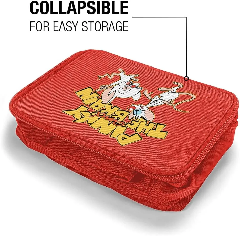 LOGOVISION Pinky and the Brain Logo Insulated Soft Sided Lunch Box - Reusable Lunch Bag For School Office Work, BPA Free, Red
