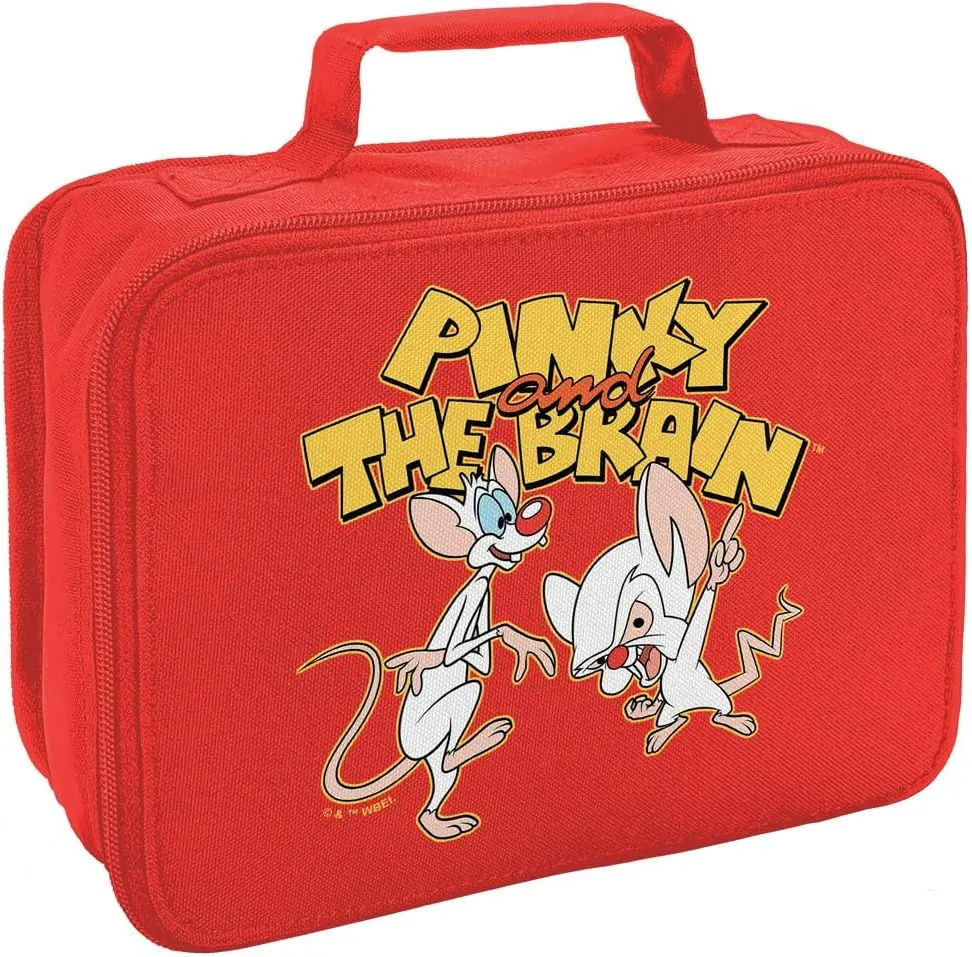 LOGOVISION Pinky and the Brain Logo Insulated Soft Sided Lunch Box - Reusable Lunch Bag For School Office Work, BPA Free, Red