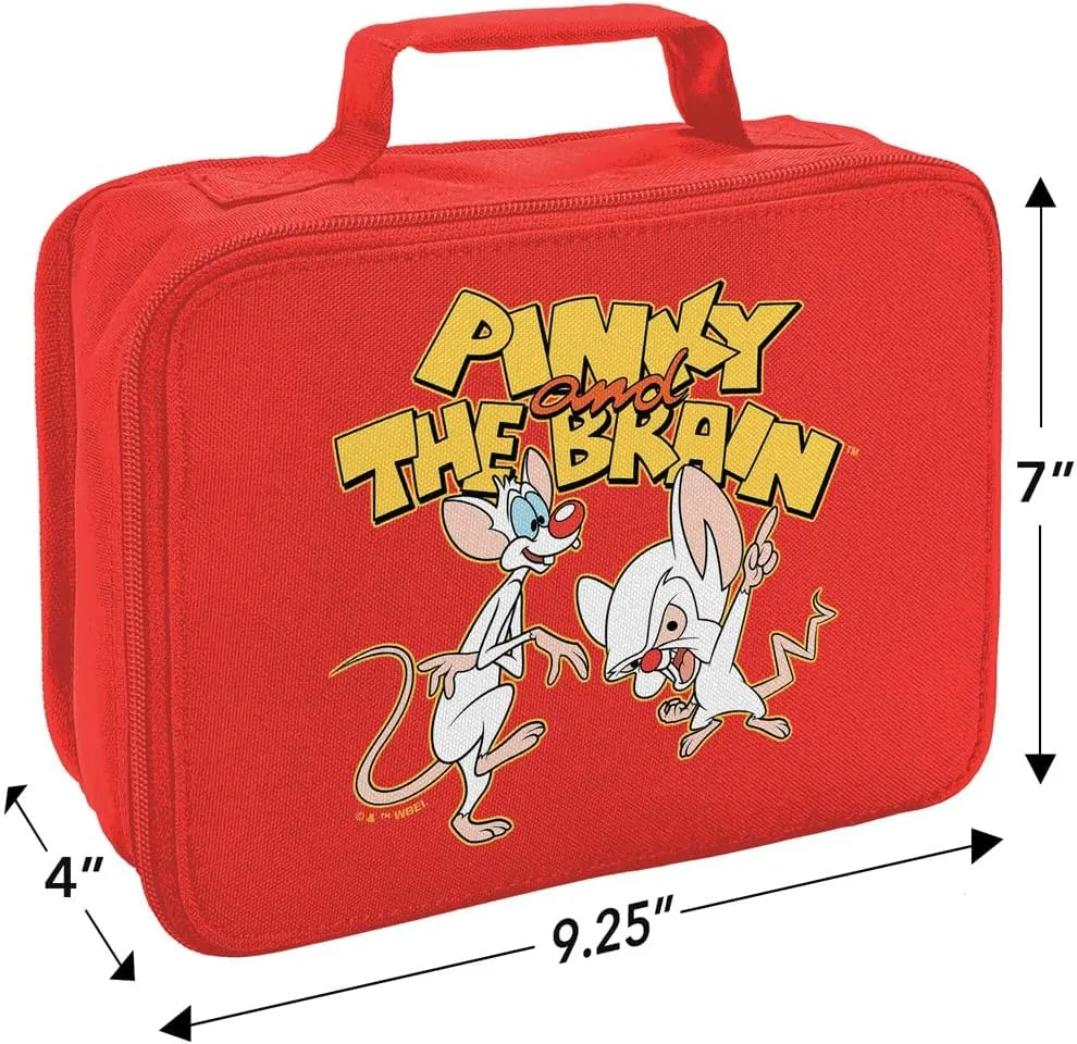 LOGOVISION Pinky and the Brain Logo Insulated Soft Sided Lunch Box - Reusable Lunch Bag For School Office Work, BPA Free, Red