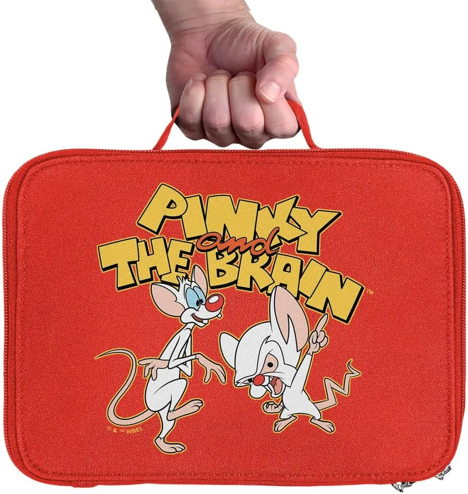 LOGOVISION Pinky and the Brain Logo Insulated Soft Sided Lunch Box - Reusable Lunch Bag For School Office Work, BPA Free, Red