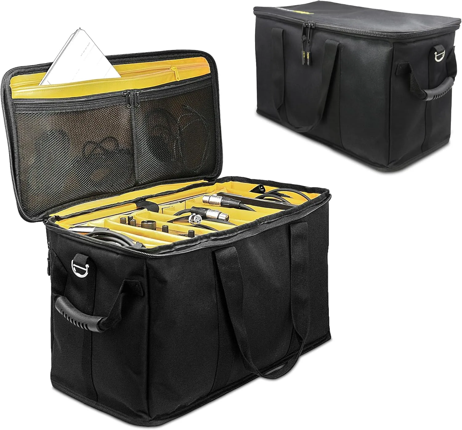 Loudmouth DJ Cable File Bag with Detachable Dividers and Padded Laptop Compartment | Music Cord Organizer Case | Sound Lighting Musician Camera Gear Gig Bag | 20" x 10" x 11.5"
