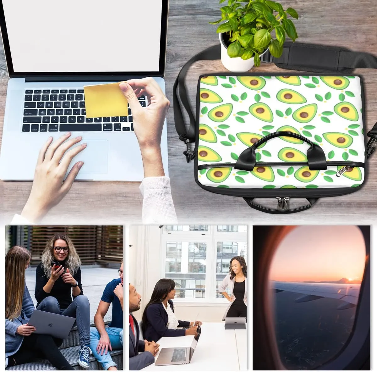 Love Letters Laptop Shoulder Messenger Bag Waterproof Laptop Briefcase Handle Padded Strap