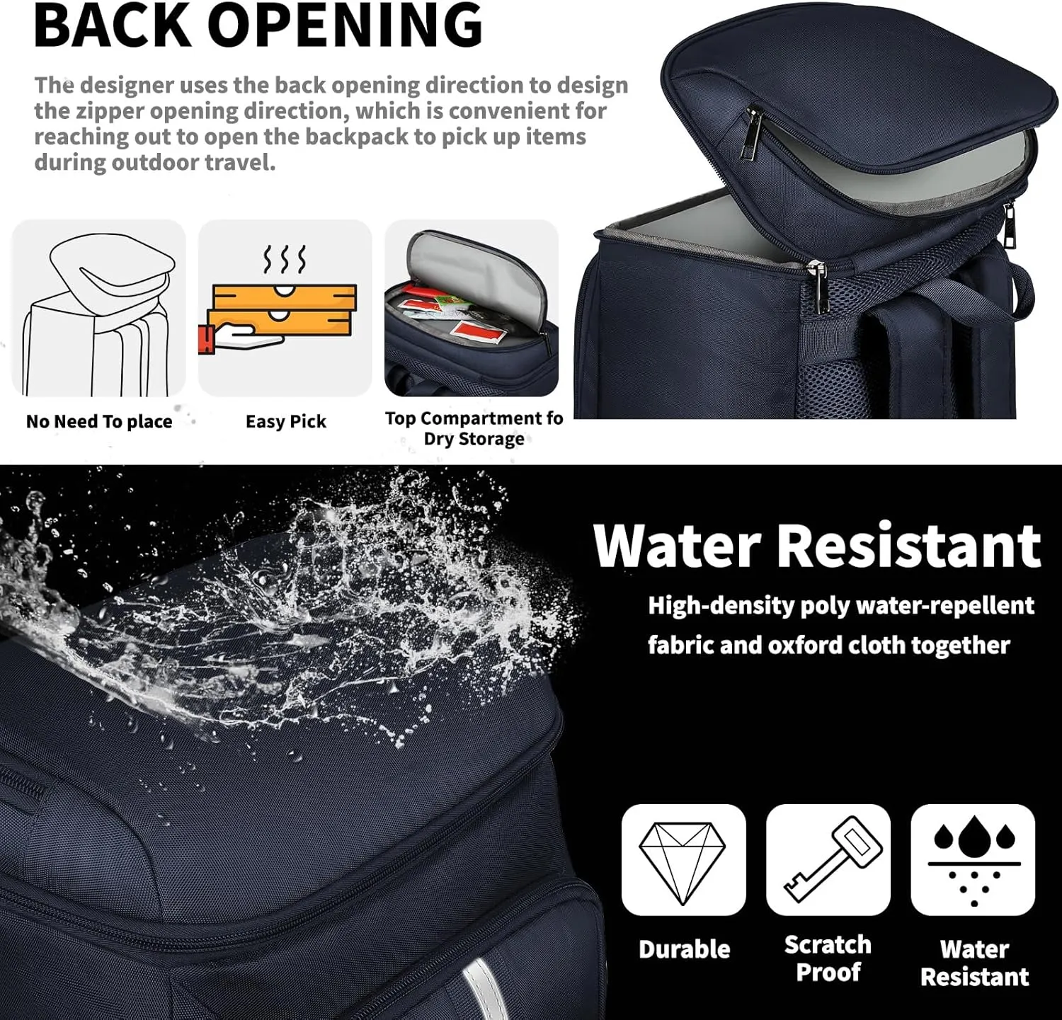 LTINVECK Cooler Backpack for Women Men,Insulated Backpack Cooler Leakproof Double Deck Work Lunchboxes Cooler Bag,Hot and Cold Thermal Backpack with Reflective Stripes