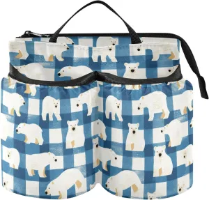 Luggage Cup Phone Holder Portable Blue White Polar Bears Travel Mug Holder World Travelers