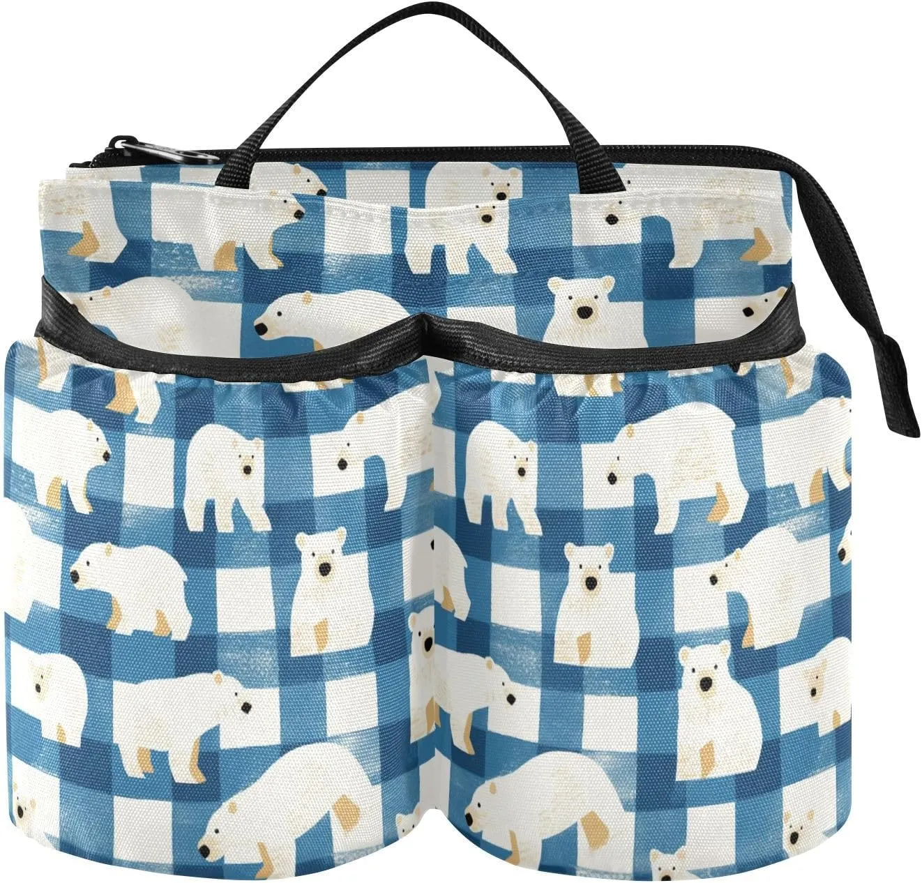Luggage Cup Phone Holder Portable Blue White Polar Bears Travel Mug Holder World Travelers