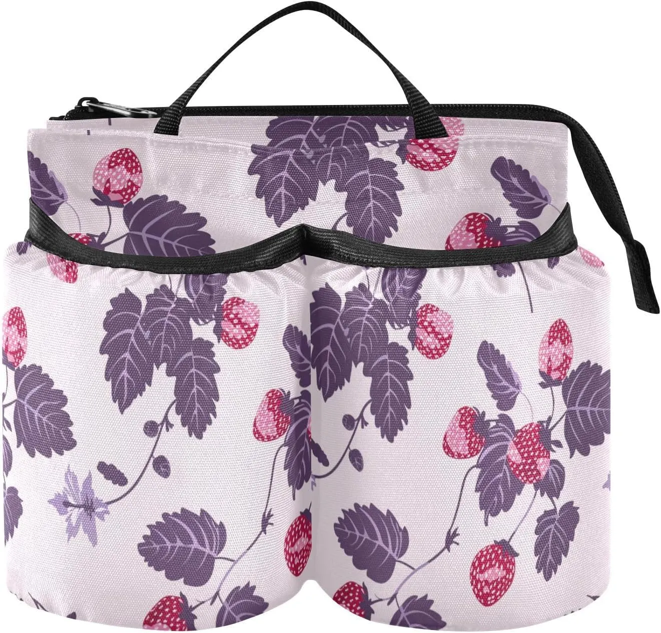 Luggage Cup Phone Holder Unique Old Slow Style Strawberry Purple Red Travel Holder Free Hand Two Cup Holder for Travelers Flight Attendants