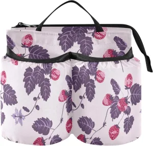Luggage Cup Phone Holder Unique Old Slow Style Strawberry Purple Red Travel Holder Free Hand Two Cup Holder for Travelers Flight Attendants