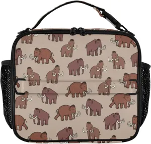 Lunch Bag for Men Women Mammoth Animals Insulated Lunch Box Portable Cooler Bag with Shoulder Straps for Office Travel School